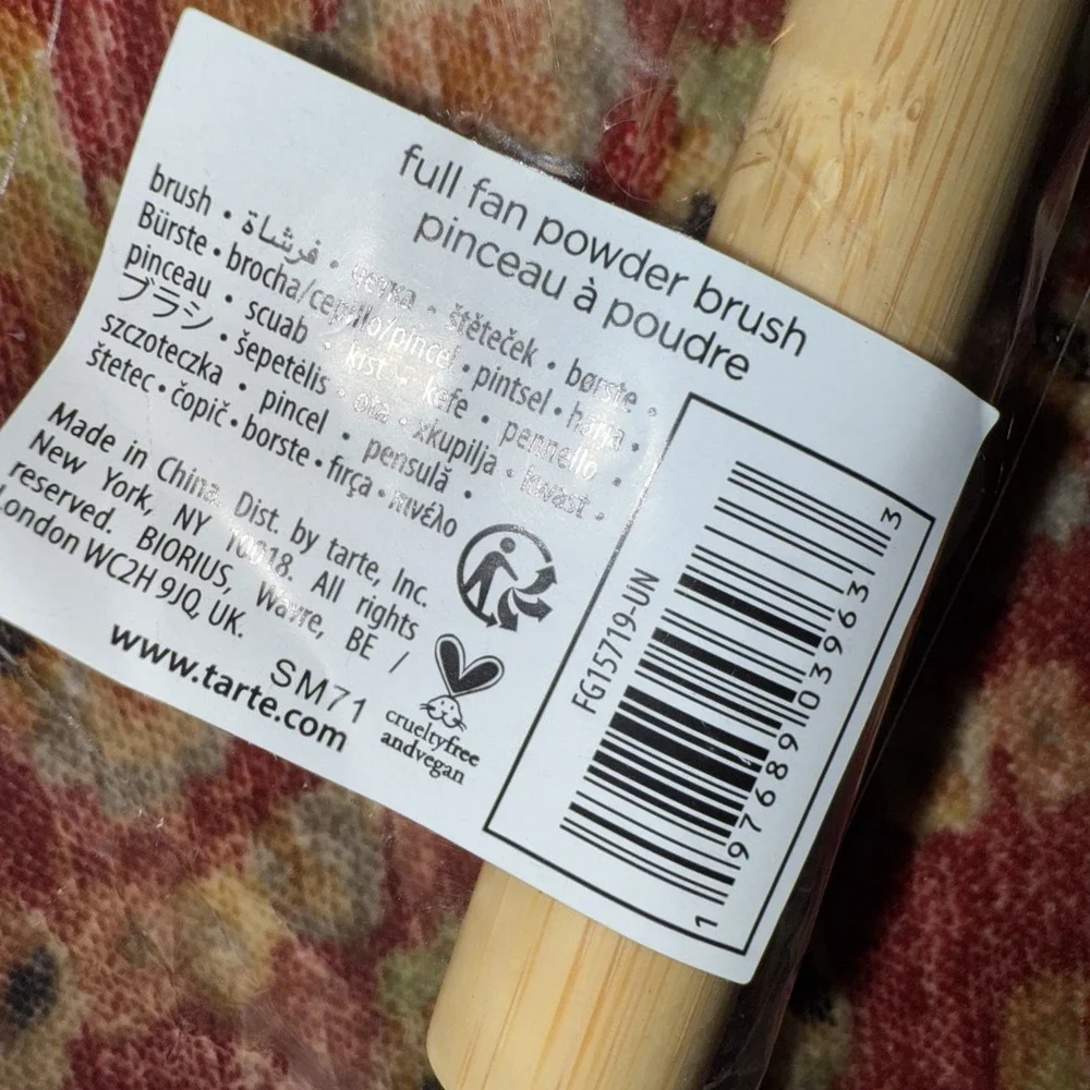 Tarte Full Fan Powder‎ Brush Tan Wooden Handle NEW 7